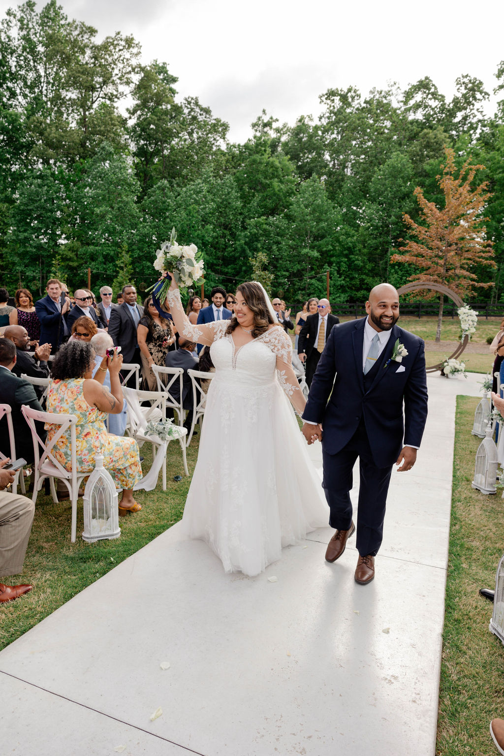 bride and groom exit their dreamy Georgia wedding day