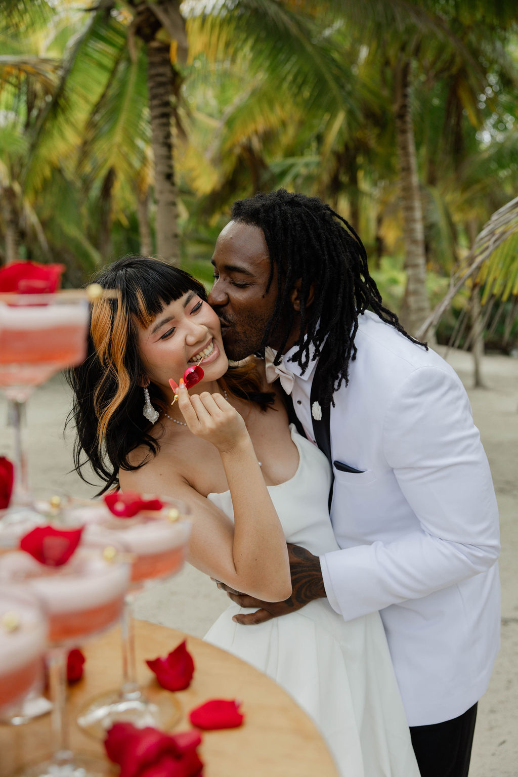 bride and groom share an intimate moment after their riviera maya wedding