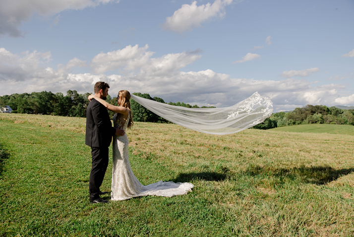 bride and groom share a moment in the North Georgia mountains