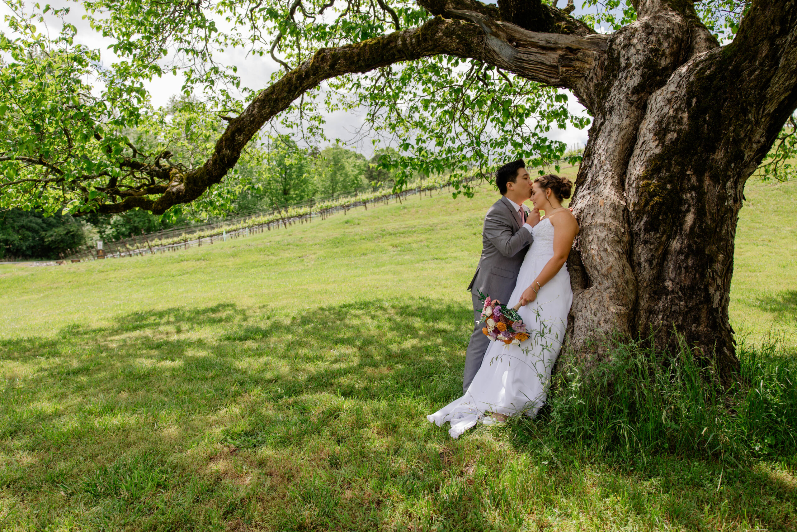 bride and groom celebrate their North Georgia mountain wedding