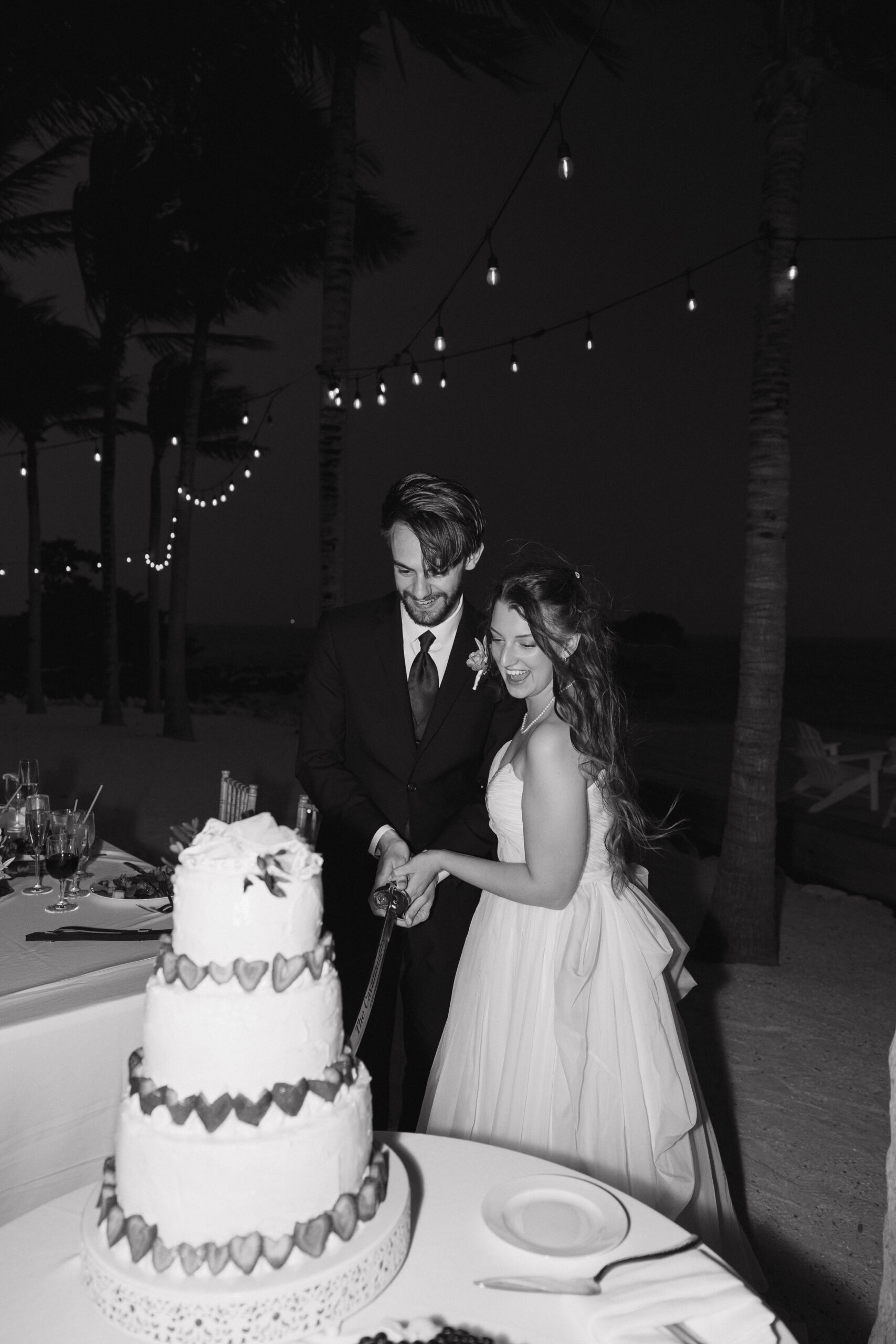 candid wedding reception photos from an oceanfront wedding in Key West