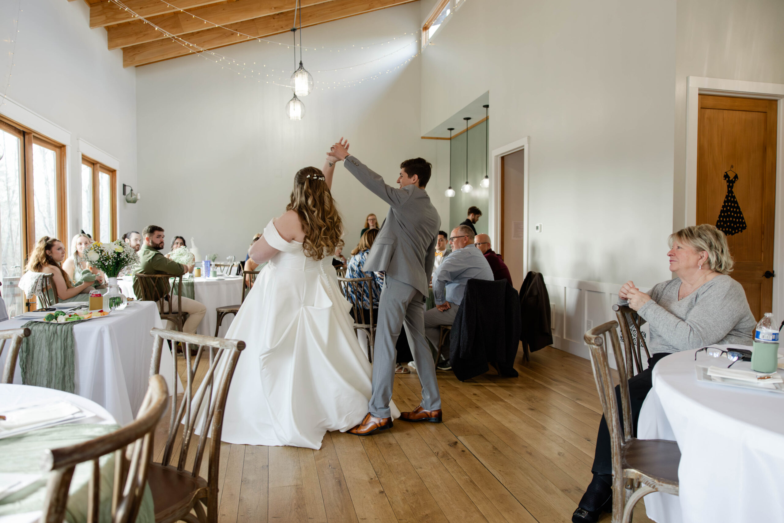 bride and groom share their first dance during their stunning reception at the juliette chapel