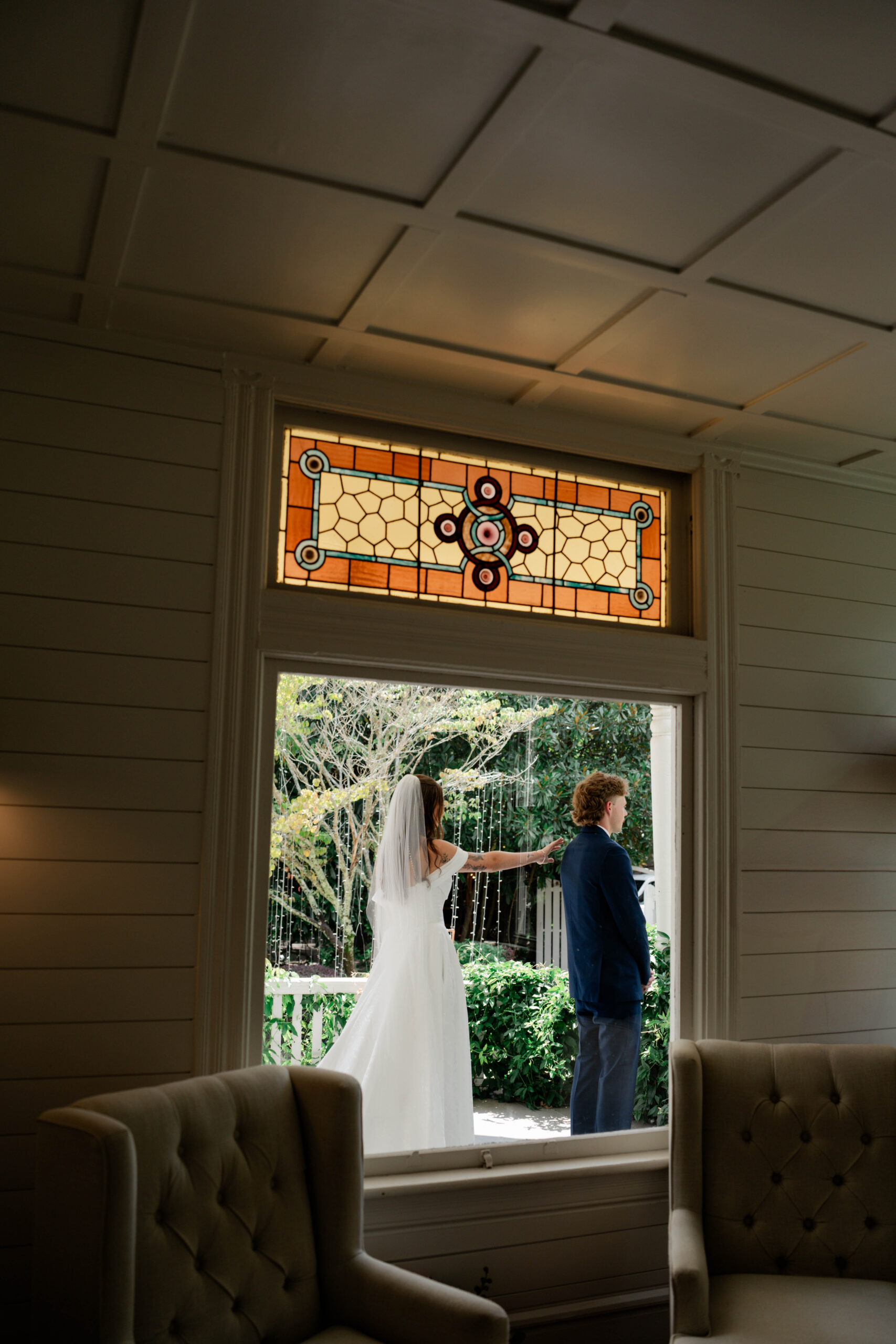 first look session from a stunning Georgia wedding day